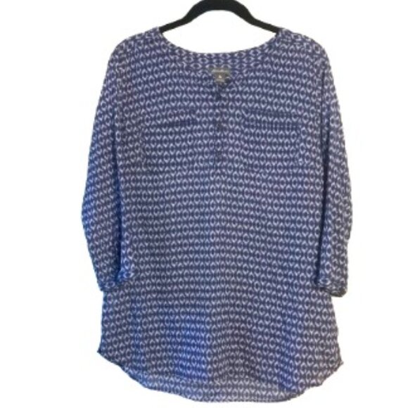 Eddie Bauer 3/4 sleeve sheer double pocket blouse - Picture 1 of 4